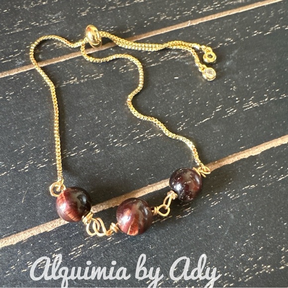 Red tiger’s eye beaded handmade bracelet/moving forward - Picture 1 of 4